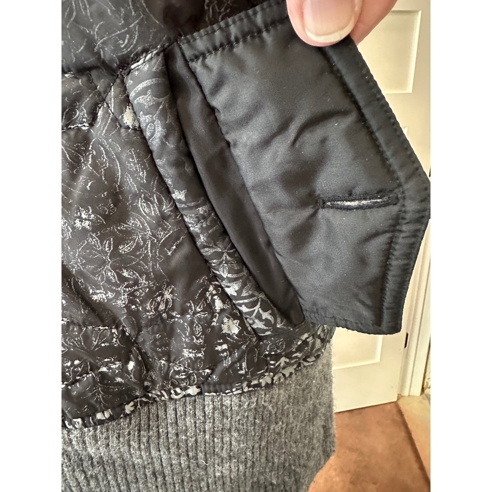 Empyre Reversible Quilted Hooded Vest Large Lambswool Grey Faux Fur Trim Boho - Picture 9 of 16
